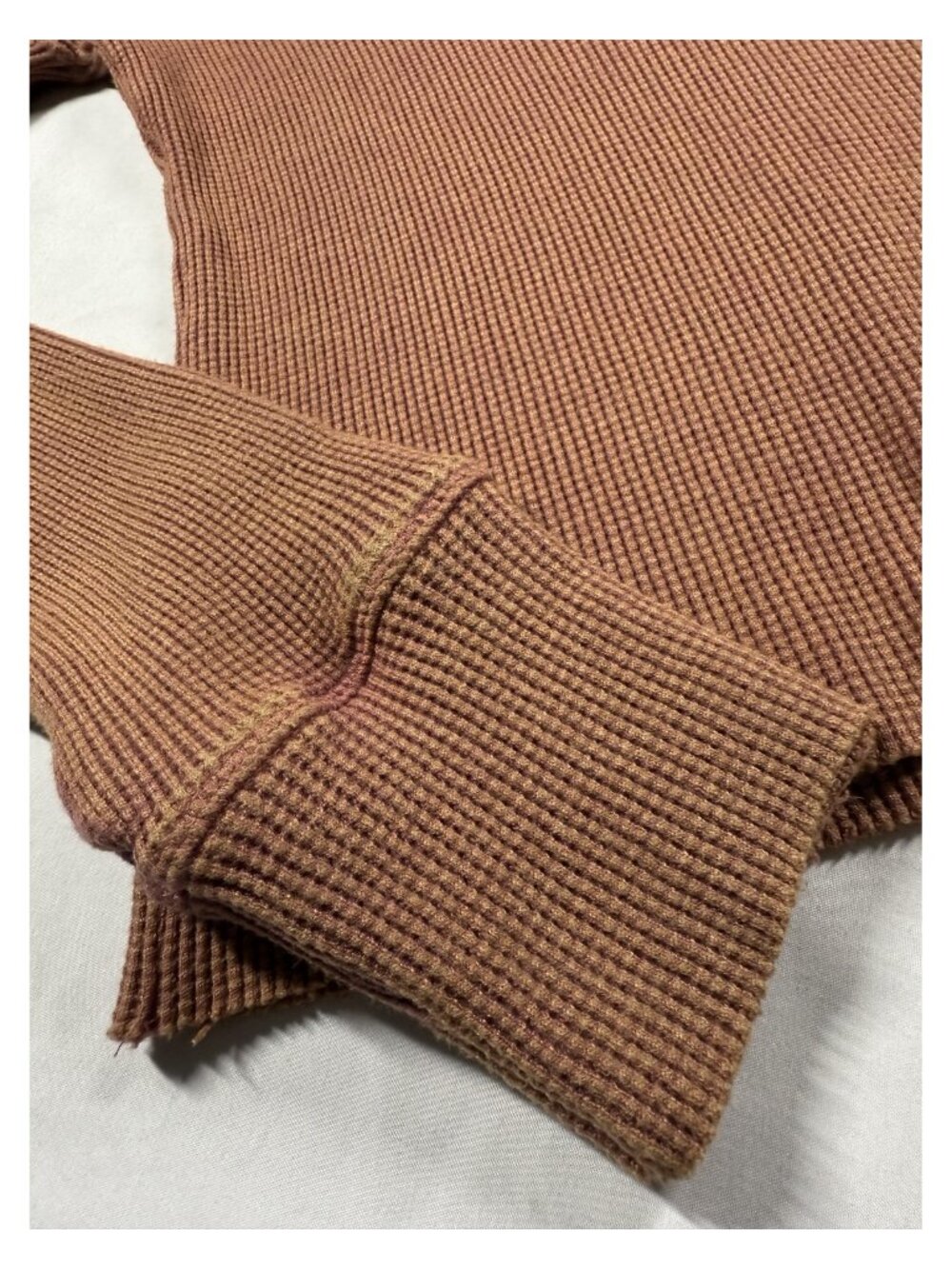 Oli + Hali XL Rust Waffle Knit Thermal Henley Long Sleeve Boho Top - Picture 4 of 8